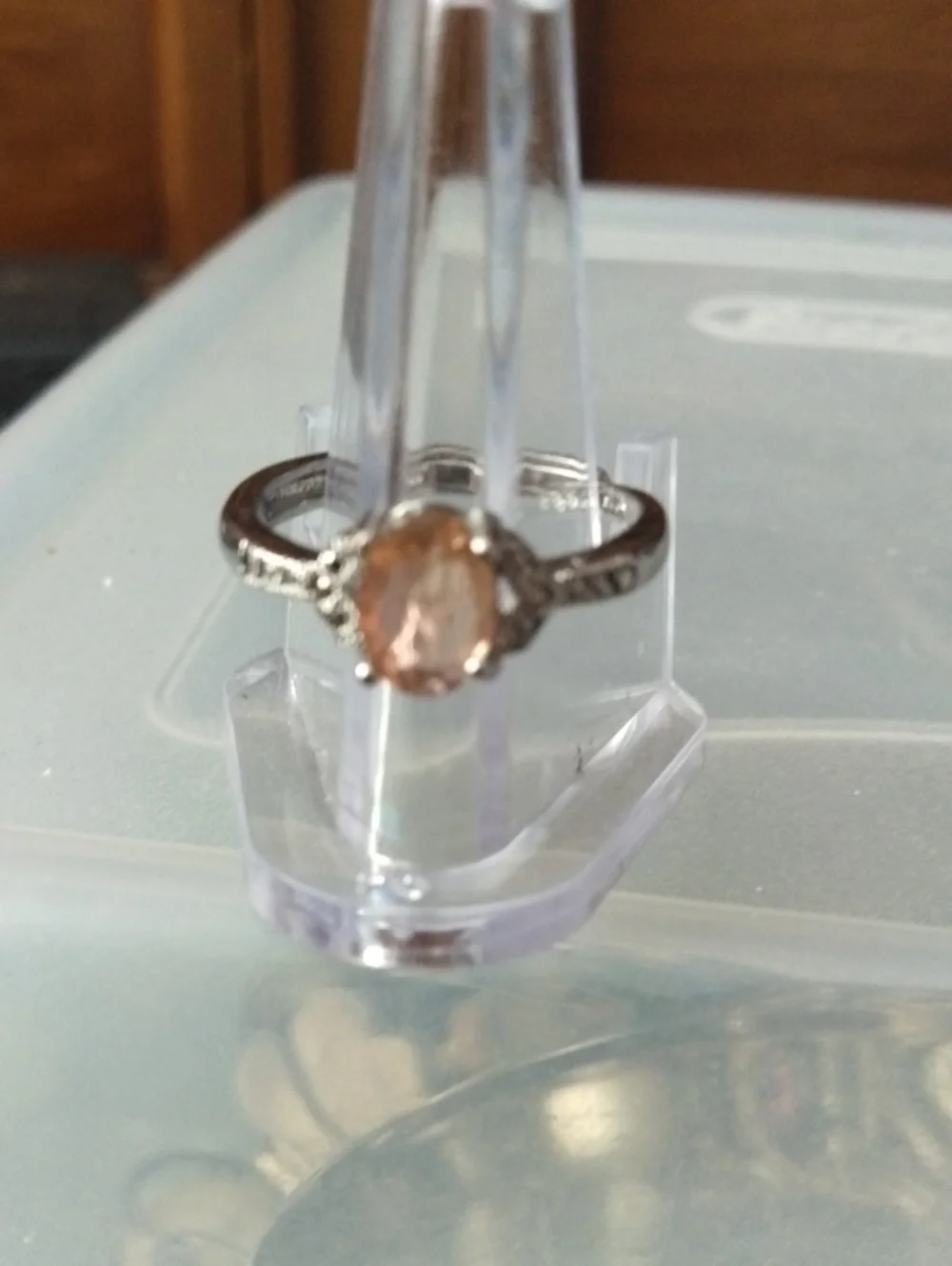 Peach Tourmaline Silver Ring